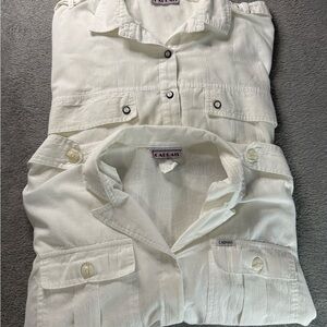 Two Cabrais Women's Cream Button-Up Blouse Long Sleeve and Short Sleeve